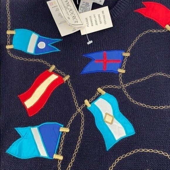 Bonnie Boerer Rare Vintage Nautical Yacht Sweater Size S NEW - Picture 12 of 12